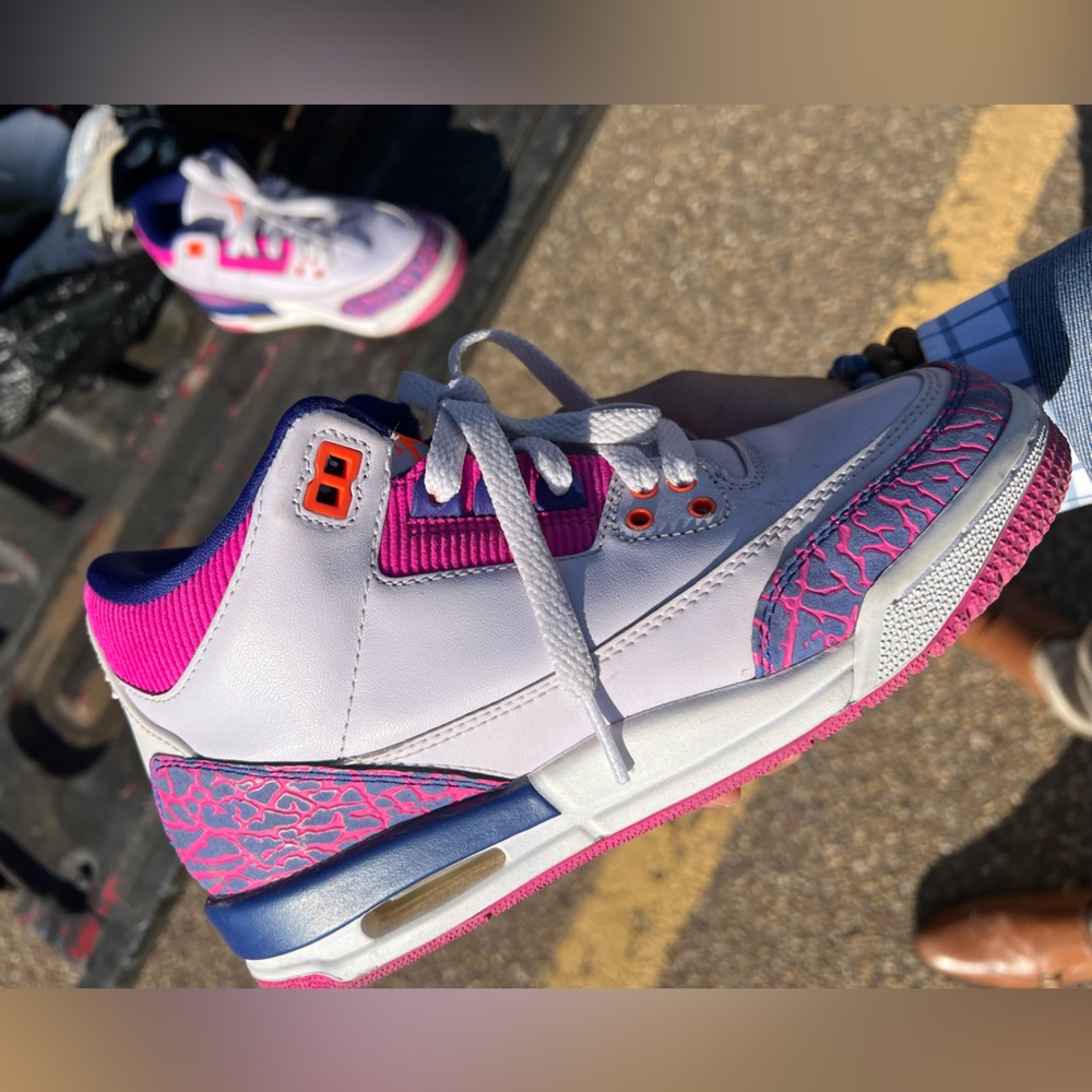 Jordan Retro 3’s Purple, White and Pink Sneakers